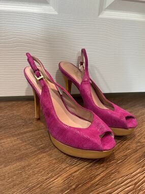 Cole Haan Mariela Air Pink Suede Slingback Pumps Women's Size 7.5
